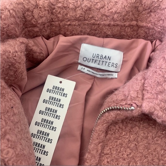 NWT Urban Outfitters Sz Large Teddy Zip-up Coat in Dusty Rose/Blush - Picture 6 of 7